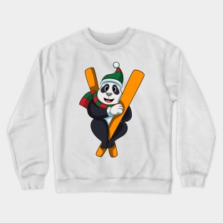 Panda as Skier with Ski Scarf & Bobble hat Crewneck Sweatshirt